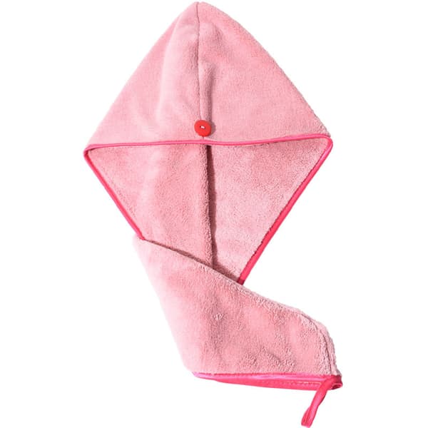 INF Hårhandduk i korallfleece med kant för kvinnor Rosa