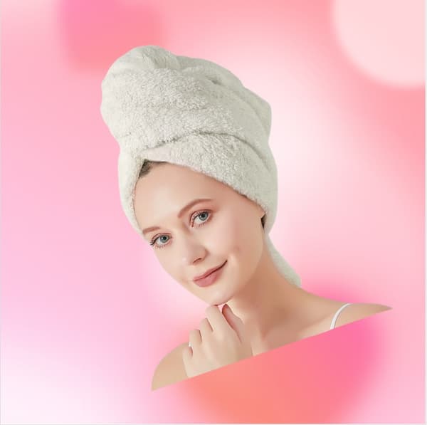 INF Superabsorberende Hårtørringshætte i Koralfleece Beige