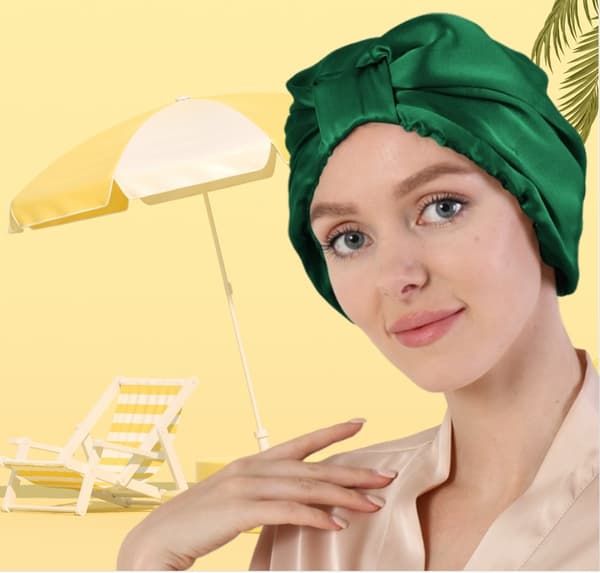 INF 100% Mulberry Silke Hårpleje Sovehætte Grøn