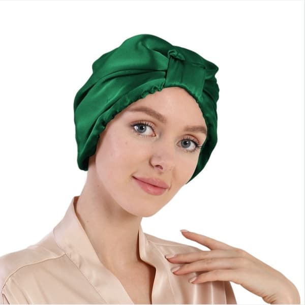 INF 100% Mulberry Silke Hårpleje Sovehætte Grøn
