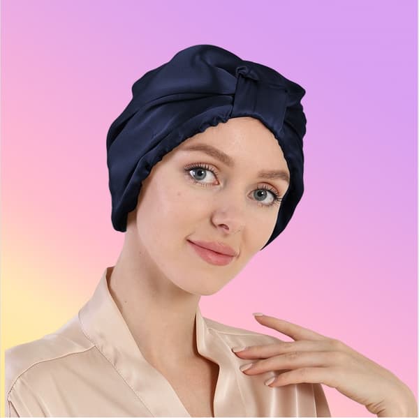 INF 100 % Mulberry-silkkinen hiustenhoitohattu Laivastonsininen
