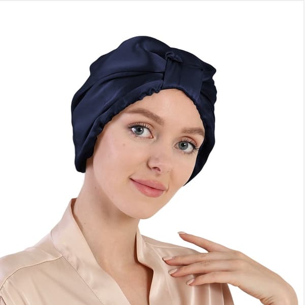 INF 100 % Mulberry-silkkinen hiustenhoitohattu Laivastonsininen