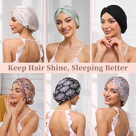 Luksus Satin Beanie 2-i-1 - Sleeping Beanie & Swim Beanie til langt og krøllet hår