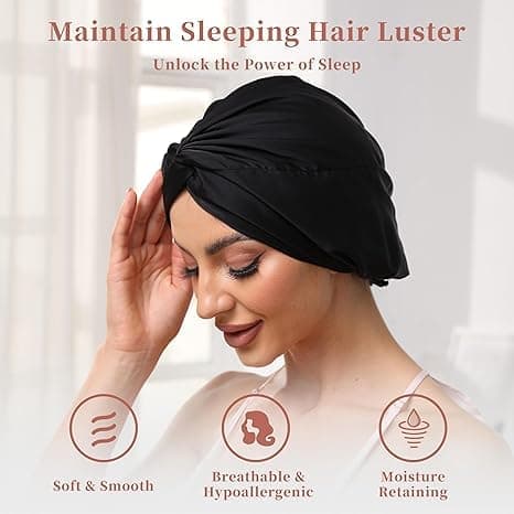 Luksus Satin Beanie 2-i-1 - Sleeping Beanie & Swim Beanie til langt og krøllet hår