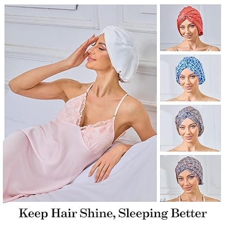 Luksus Satin Beanie 2-i-1 - Sleeping Beanie & Swim Beanie til langt og krøllet hår