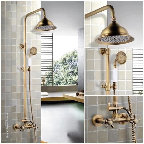 ROUSSEAU Duschpanel med Retro mixerkran - Gammal brons