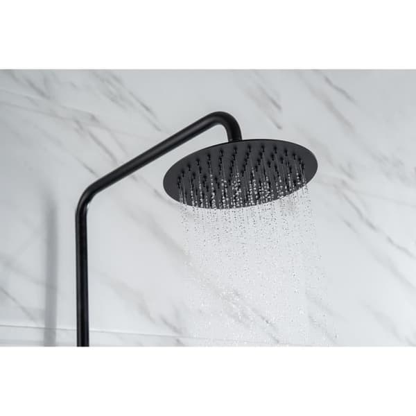 OCEANIC Duschpelare - Termostatblandare - Hög rund huvuddiameter 20 cm - Matt svart