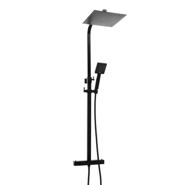 Duschset svart - med Regndusch 25cm - och Termostatkran