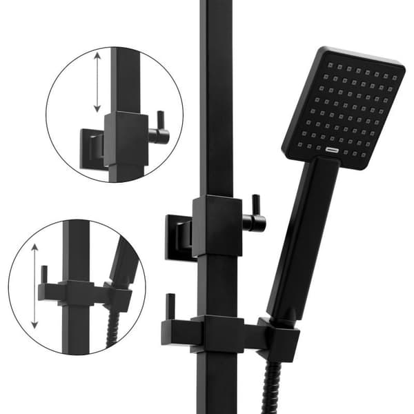 Duschset svart - med Regndusch 25cm - och Termostatkran