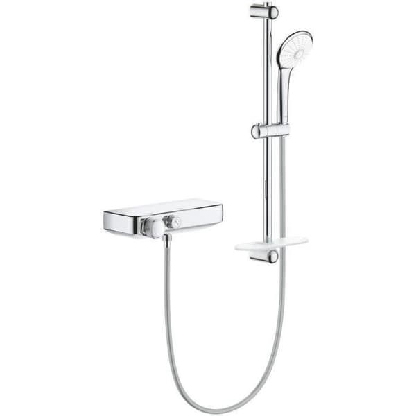 GROHE Grohtherm SmartControl 3-jet duschset 34720000-60 cm duschstång-Vattenbesparing-Anti-torsion-2 hyllor-Krom