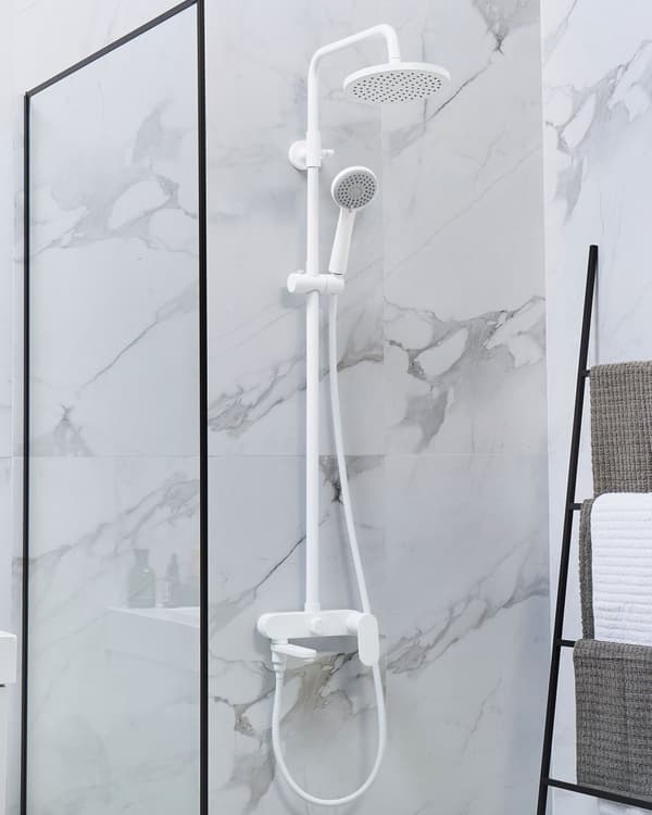 Dusjsett Hvit Messing med Regnfunksjon Matt finish Glamour Moderne