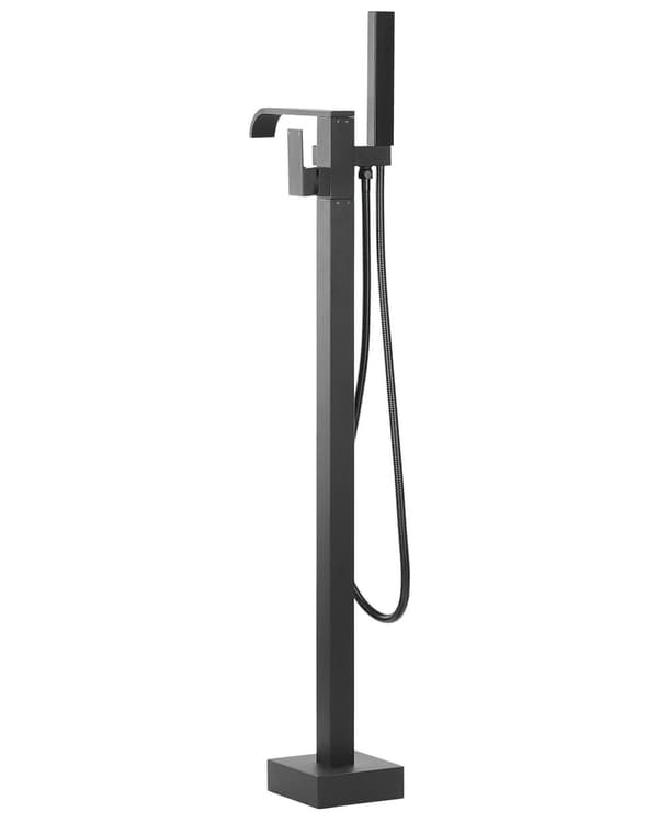 Badekarbatteri frittstående krom svart moderne