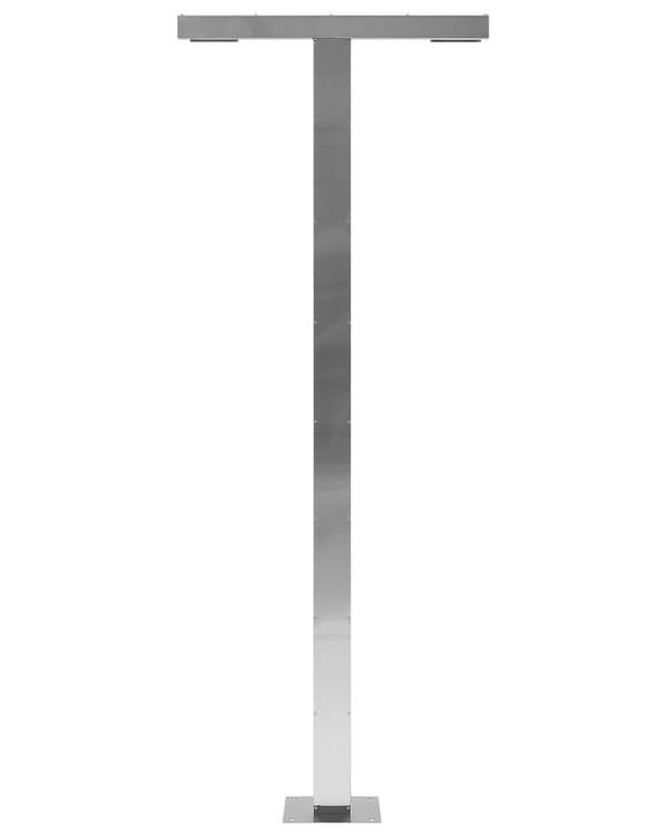Udendørsbruser Sølvkrom Stål 210 cm Moderne Udebruser med Varmt Vand med Dobbelt Bruser T form Design Havebruser med Blandingsbatteri