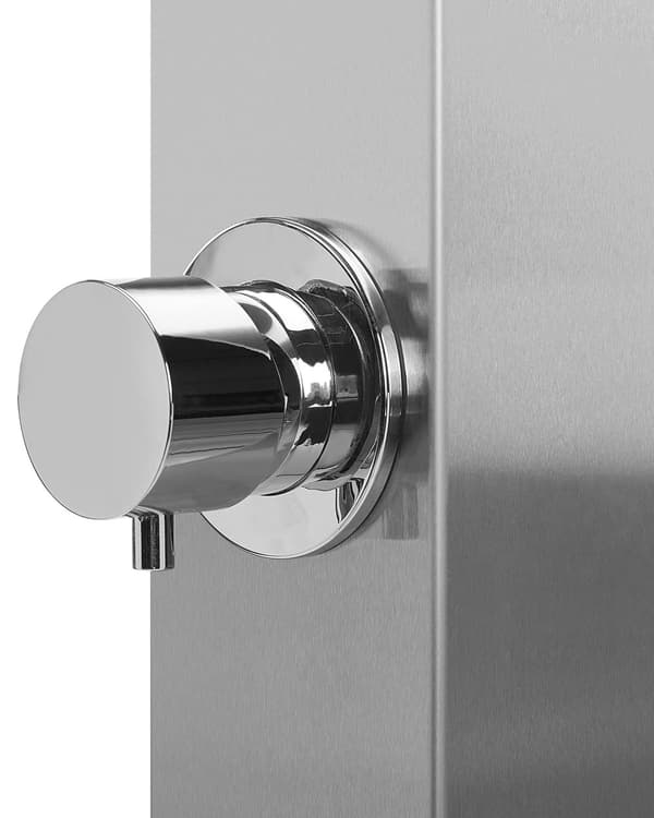 Udendørsbruser Sølvkrom Stål 210 cm Moderne Udebruser med Varmt Vand med Dobbelt Bruser T form Design Havebruser med Blandingsbatteri