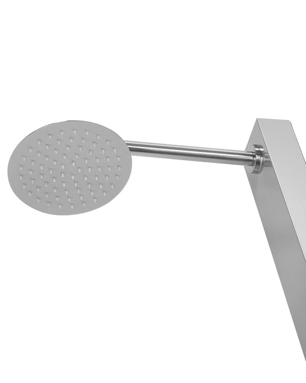 Udendørsbruser Sølvkrom Stål 210 cm Moderne Udebruser med Varmt Vand til Haven med Rundt Brusehoved Design Havebruser med Blandingsbatteri