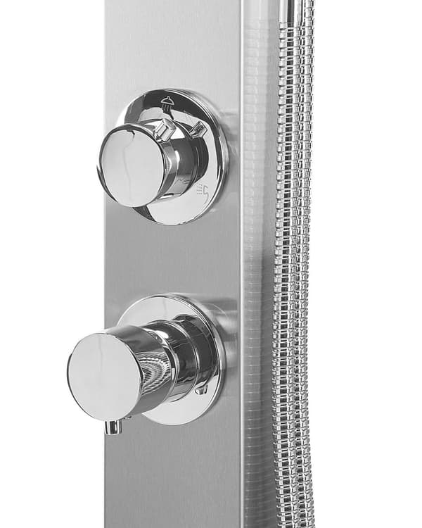Udendørsbruser Sølvkrom Stål 210 cm Moderne Udebruser med Varmt Vand til Haven med Rundt Brusehoved Design Havebruser med Blandingsbatteri