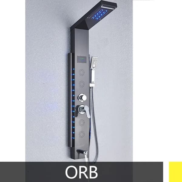 Luksus Brusepanel, LED-lys, Temperaturvisning,Sort