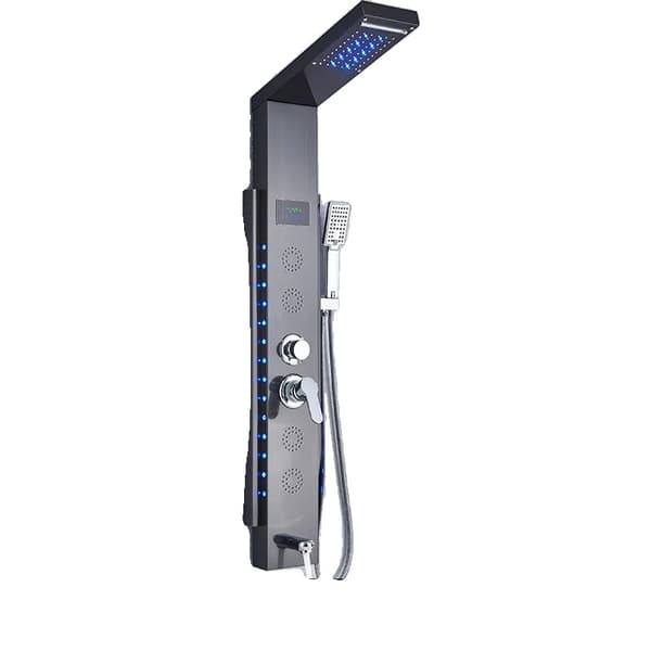 Luksus Brusepanel, LED-lys, Temperaturvisning,Sort