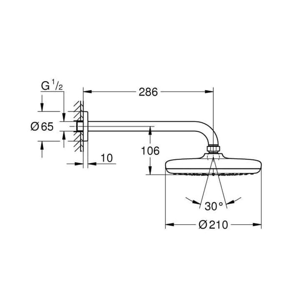 Grohe - Tempesta 210 Duschhuvud och armsats 286 mm, 1 jet (26411000)
