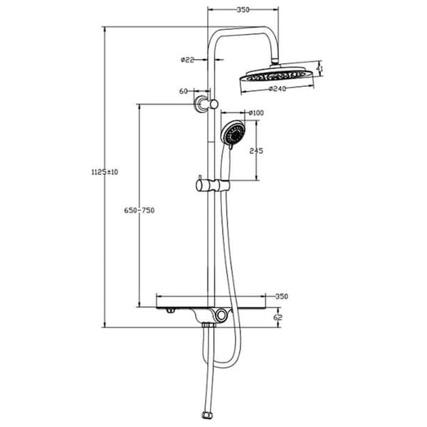 SCHÜTTE Takduschset Vit-krom duschhuvud 434593