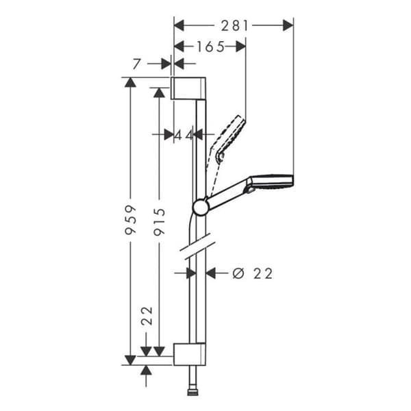 Duschset - HANSGROHE - Crometta Vario - 2 munstycken - Hög bar 0,90 m - QuickClean
