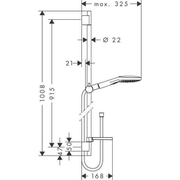 Duschar-set - hansgrohe - Raindance Select E 120 - 3 strålar - Krom - EcoSmart
