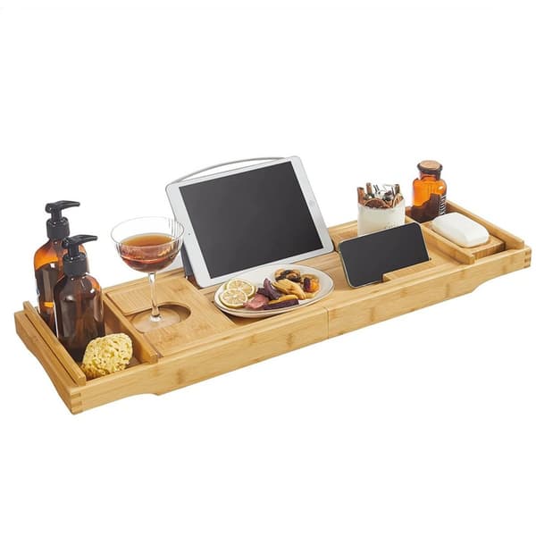 Pont de Baignoire Extensible en Bambou - L75/109 cm