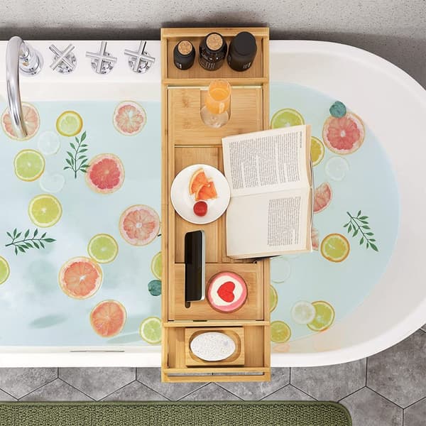 Pont de Baignoire Extensible en Bambou - L75/109 cm