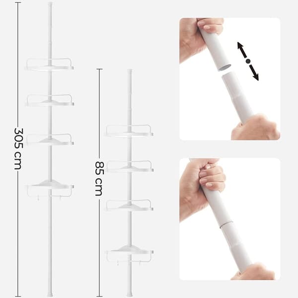 Justerbar duschhylla med 4 hyllplan - H85/305 cm