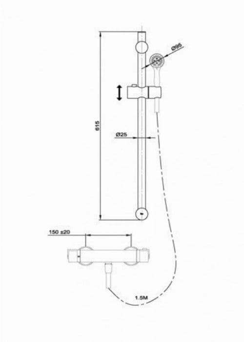 Strohm teka duschpelare - 272020220 - INCA PRO termostatisk duschpelare
