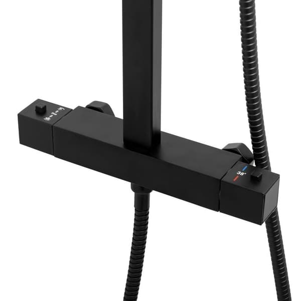 Sort Termostatisk Brusepanel med Regndusj - 25 cm, Ideel til Moderne Badeværelser