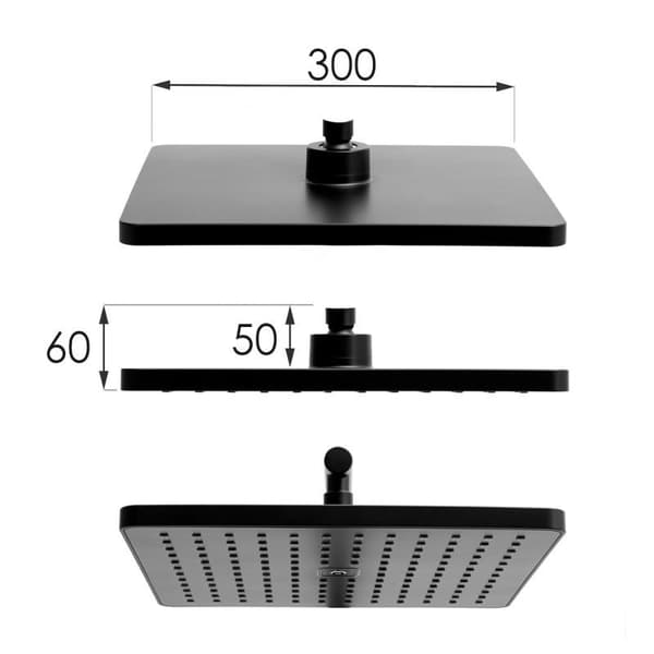 Moderne termostatisk brusepanel med regndusche - 30 cm, matsort