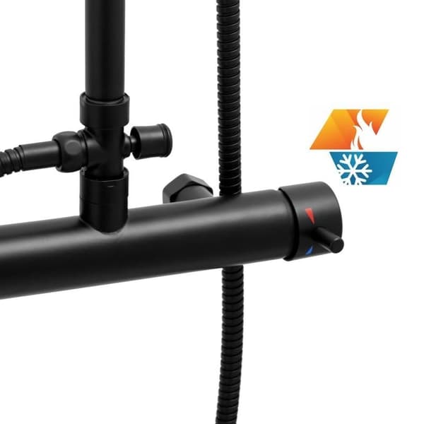 Sort mekanisk bruseblanding med 20cm regndusche & håndbruser, anti-kalk system