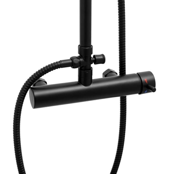 Sort mekanisk bruseblanding med 20cm regndusche & håndbruser, anti-kalk system