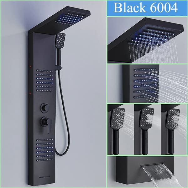 LED Bruserpanel, 4/5 Trins Brusefunktion, Vægmonteret Design,Sort-F-6004