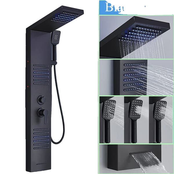LED Bruserpanel, 4/5 Trins Brusefunktion, Vægmonteret Design,Sort-F-6004