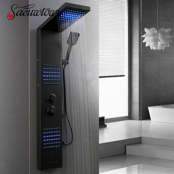 LED Regnbruserpanel, Holdbart Rustfrit Stål, Moderne Design,Matte sort