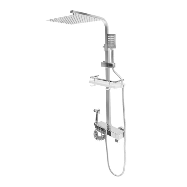Duschpanelssystem, justerbar höjd, 4 vattenutlopp,Ljus Silver