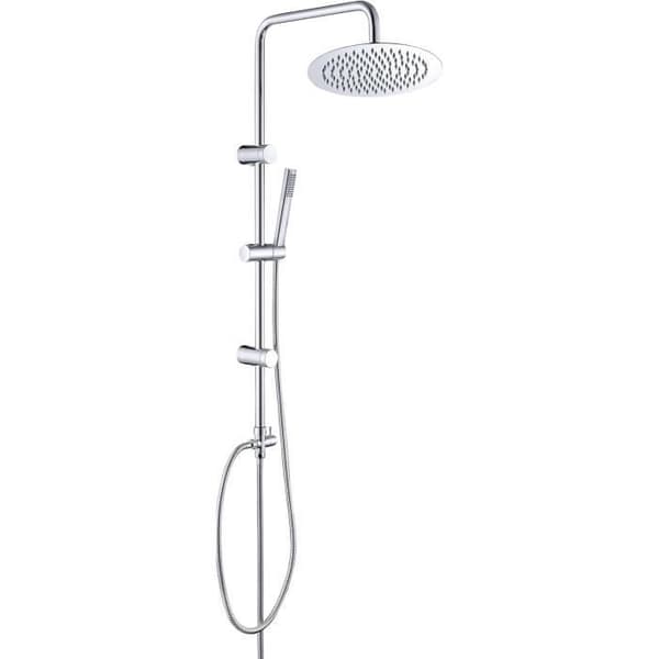 Görbach Duschsäule Mechanisch aus Edelstahl Robustes Wand-Duschset ohne Mischbatterie für Badewanne, mit Kopfbrause