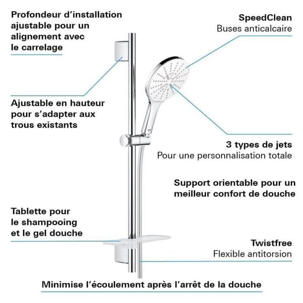 3-spray duschset med bar - GROHE
