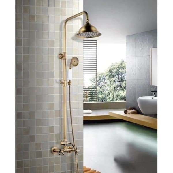 ROUSSEAU Duschpelare med blandare Retro - Gammal brons