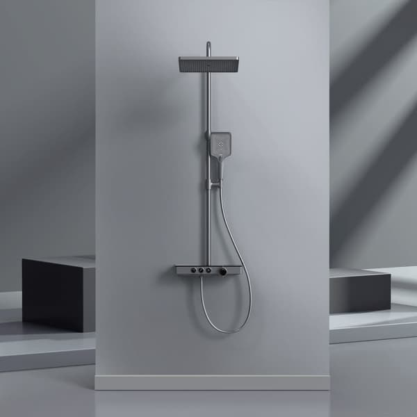 EMKE Termostatbruser: 45 cm plade, Regnbruser, Håndbruser 3 dyser, KTW, Antracitmat