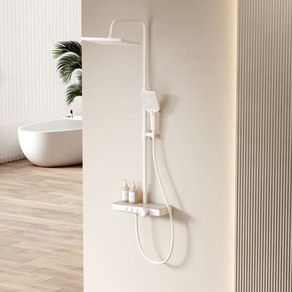 EMKE Termostatbruser 45 cm, Regnbruser, Håndbruser 3 dyser, Hvid Mat, KTW