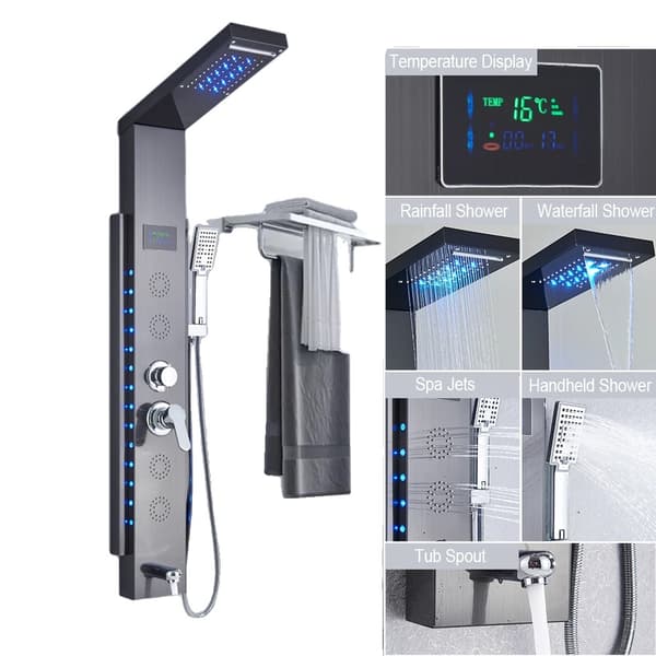 Brusepanel, LED Design, 5 Funktioner,8003 sort
