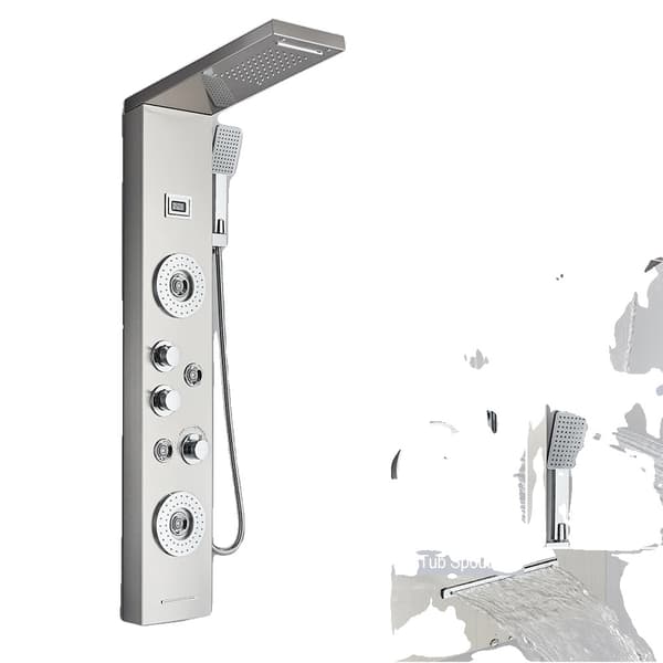 Brusepanel, Vandfaldsdesign, Temperaturvisning,Børstet nikkel B
