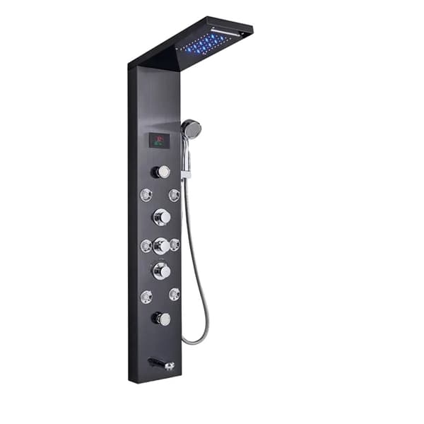 LED Brusepanel, Vandfalds Regnbruser, SPA Massage Jets,Sort 8009