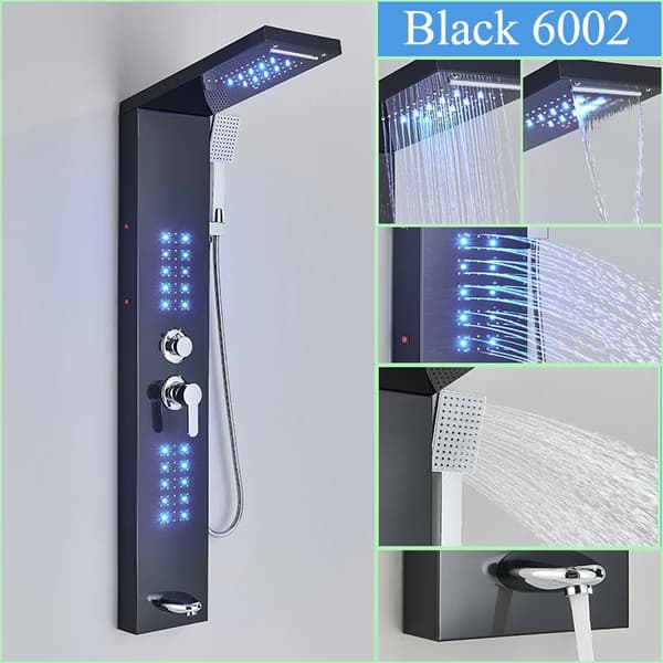 LED Bruserpanel, 4/5 Trins Brusefunktion, Vægmonteret Design,Sort-F-6002