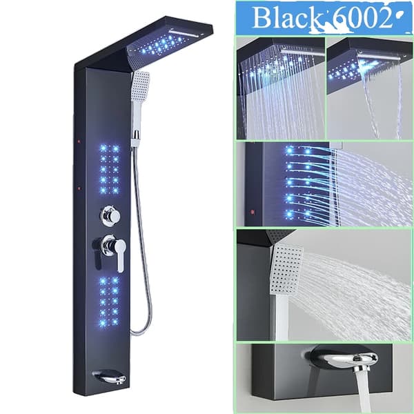 LED Bruserpanel, 4/5 Trins Brusefunktion, Vægmonteret Design,Sort-F-6002