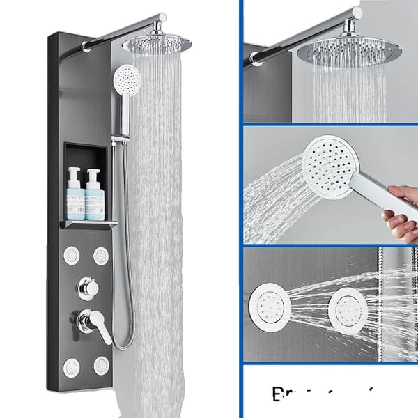 Bruserpanel, enkelt håndtag kontrol, massagejets,sort 7001