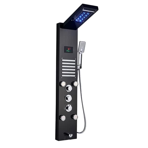 Luksus Brusepanel, LED Temperaturvisning, Flere Brusefunktioner,Sort 8004